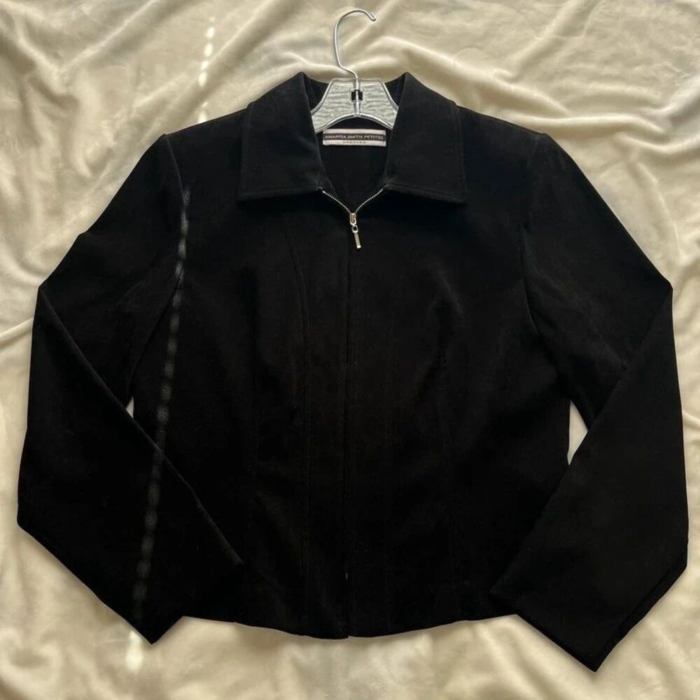 vintage Amanda Smith Petites Faux SuedeV elvet Jacket Size 6P minimalist preppy